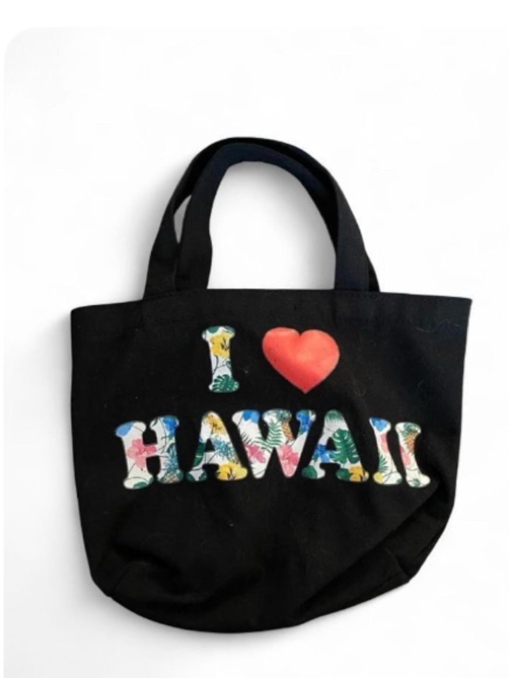 Black 'I ♥ HAWAII' Floral Letter Tote Bag